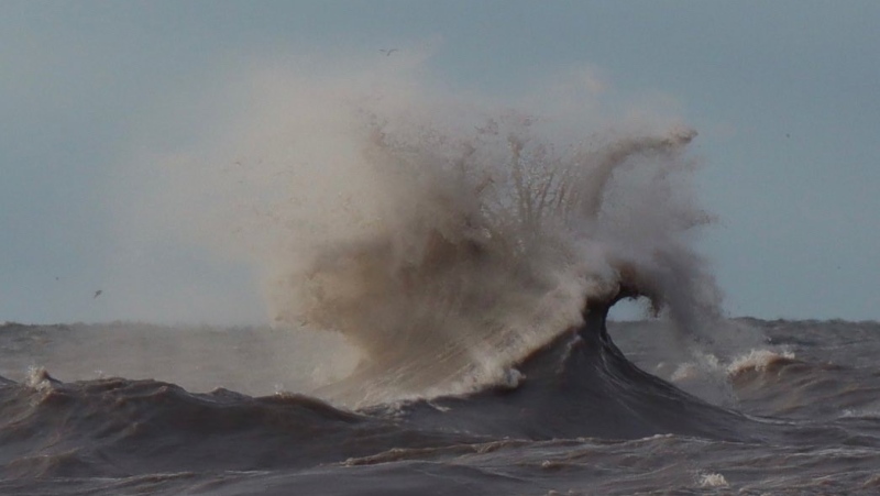 Strong winds cause wild waves on the waters of Lake Erie on Nov. 18, 2022 as seen in this viewer-submitted image. (Source: Sandra Elfman)