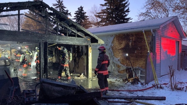 Firefighters dispatched with a garage fire on Avenue Y North on Tuesday morning.
