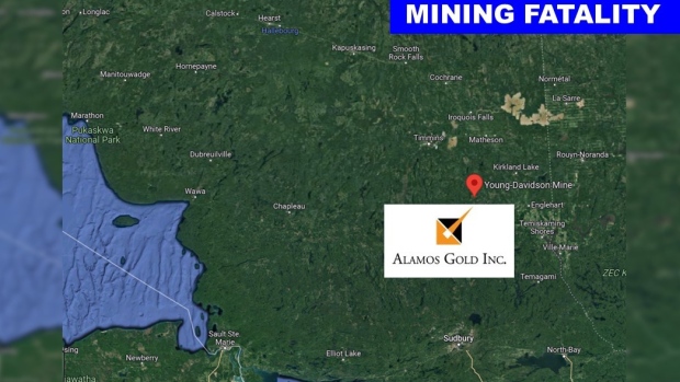 Mining fatality at Alamos Gold Young Davidson mine. (Google Maps/CTV Northern Ontario)
