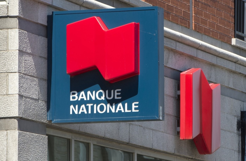 A National Bank sign is seen May 30, 2016 in Montreal. (THE CANADIAN PRESS/Paul Chiasson)