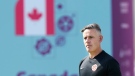 Canada head coach John Herdman watches his team during practice at the World Cup in Doha, Qatar on Monday, November 28, 2022. THE CANADIAN PRESS/Nathan Denette