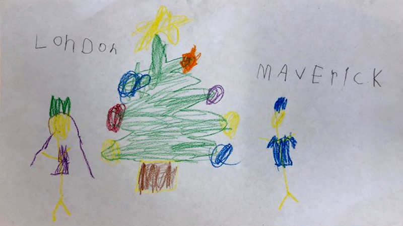 'This is me and my brother at Christmas' by London, Senior kindergarten, Holy Name of Mary, Almonte

