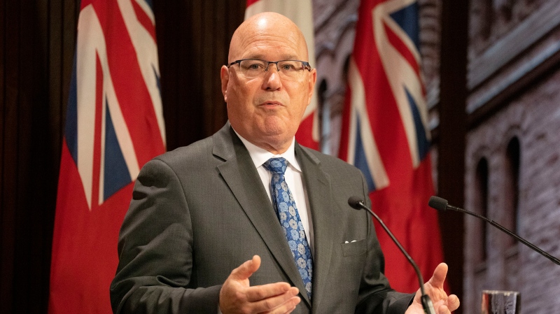 Steve Clark, Ontario’s Minister of Municipal Affairs and Housing, speaks to journalists at the Queens Park Legislature, in Toronto on Wednesday, November 16, 2022. THE CANADIAN PRESS/Chris Young