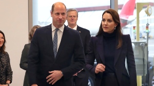 Prince William and Kate, Princess of Wales, arrive at Boston Logan International Airport, Wednesday, Nov. 30, 2022, in Boston. (John Tlumacki/The Boston Globe via AP, Pool) 