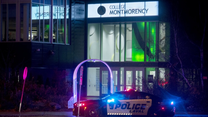 A mobile police command post will be stationed near Laval's Collège Montmorency all day Friday in hopes of advancing the investigation into an attempted murder that led to a lockdown of students and staff on Nov. 11 and sent shockwaves through the community. LA PRESSE CANADIENNE/Graham Hughes