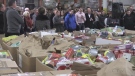 London Business Cares hosts 23rd holiday food drive in London, Ont. on Thursday, Dec. 1, 2022. (Marek Sutherland/CTV News London)
