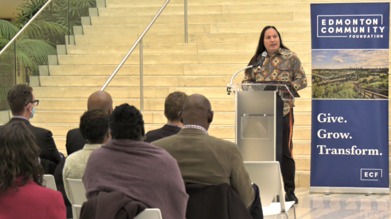 A report titled A Look At Systemic Racism In Edmonton is presented at city hall in Edmonton on December 1, 2022 (Joe Scarpelli/CTV News Edmonton.)