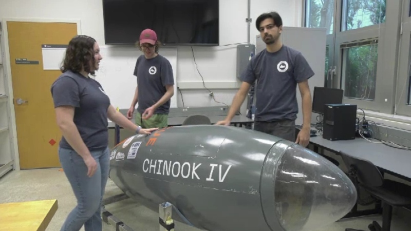 The human-powered UVic submarine is shown. Dec. 1, 2022 (CTV News)