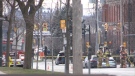 Road closures in downtown London due to a gas leak on Dec. 2, 2022. (Daryl Newcombe/CTV News London)