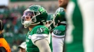 Saskatchewan Roughriders quarterback Cody Fajardo (7) looks on during the first half of CFL football action against the Calgary Stampeders in Regina on Saturday, October 22, 2022. THE CANADIAN PRESS/Heywood Yu