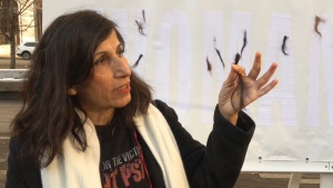 Tahmineh Sadeghi, one of the organizers of the weekly protests, participated in the initiative, which was set up by the YWCA Metro Vancouver. (CTV)