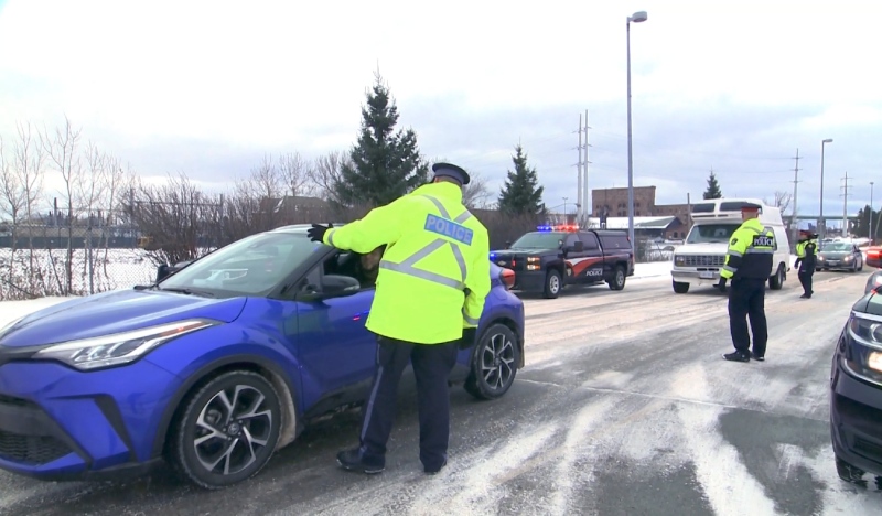 Police have commenced their festive reduce impaired driving everywhere or RIDE campaign has kicked-off in the Sault area with officiers looking to deter impaired driving during the holidays. (Cory Nordstrom/CTV News Northern Ontario)