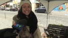 Vendor Taylor McConnell of Found in Nature Creations speaks to CTV News London at the Dung Ah Winter Festival in London, Ont. on Dec. 4, 2022. (Bryan Bicknell/CTV News London)