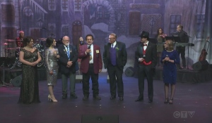 Telethon chair Sam Khoury delivers the final total at the 74th annual CTV Lions Chidlren's Christmas Telethon. (Photo from video)