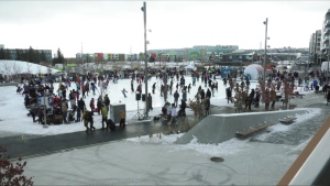 The Central Commons Park community ice rink officially opened to Calgarians on Sunday, Dec. 4, 2022. (Tyson Fedor/CTV News Calgary)
