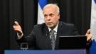 Luc Boileau, Quebec director of public health responds to reporters questions, during a news conference in Quebec City, Thursday, Nov. 3, 2022. THE CANADIAN PRESS/Jacques Boissinot