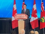 Prime Minister Justin Trudeau speaks at CAMI in Ingersoll, Ont. on Dec. 5, 2022. (Jim Knight/CTV News London)
