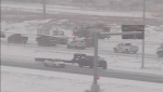 Calgary emergency crews respond to a multi-vehicle crash on southbound Stoney Trail after McKnight Boulevard N.E. on Monday, Dec. 5, 2022. (City of Calgary/Twitter)