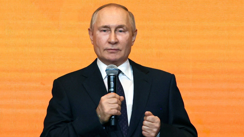 Russian President Vladimir Putin delivers a speech in Moscow, Russia, Dec. 5, 2022. (Vitaliy Belousov, Sputnik, Kremlin Pool Photo via AP)