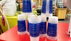 The educational initiative includes handing out the 12-ounce cups at area libraries. City officials said a little salt can cover a larger area than most people think. (Alana Everson/CTV News)