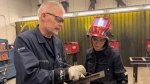 Chandel Lindstrom, right, had no welding experience prior to enrolling at Parkland College. (Stacey Hein / CTV News) 