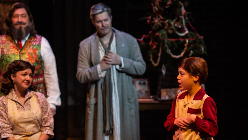 10-year-old Elias Martin playing "Tim" in fall 2022. (Credit: Nanc Price for The Citadel Theatre’s production of A Christmas Carol by David van Belle) 