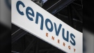 Cenovus Energy logos are on display at the Global Energy Show in Calgary on June 7, 2022. (THE CANADIAN PRESS/Jeff McIntosh)