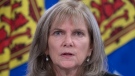 Nova Scotia Auditor General Kim Adair fields questions at a news conference in Halifax on Tuesday, Nov. 23, 2021. (THE CANADIAN PRESS/Andrew Vaughan)