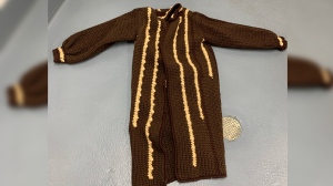 Guelph police are looking for the owner of this knitted coat which they believe is stolen. (Guelph Police Service)