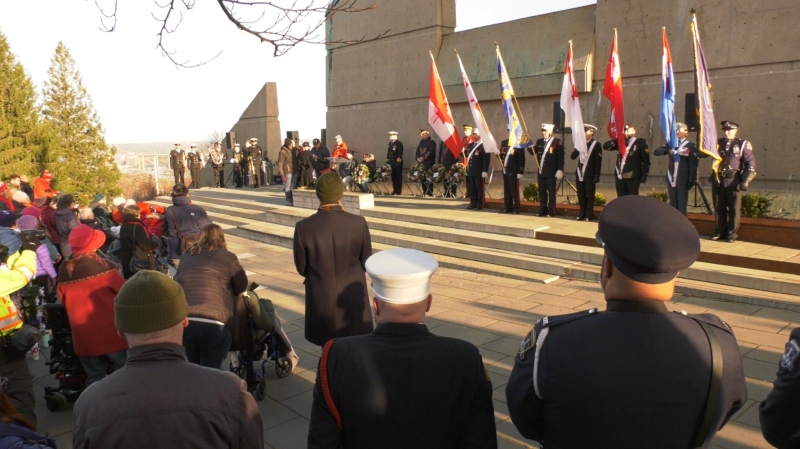 A memorial service was held at Fort Needham Memorial Park on Dec. 6, 2022 to mark 105 years since the Halifax Explosion. (Carl Pomeroy/CTV Atlantic)