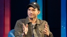 Ashton Kutcher discusses the future of 5G at a media event on July 14, 2021, in New York. (AP Photo/Mark Lennihan)