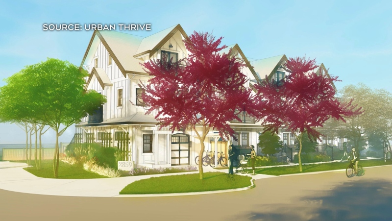 A rendering of the townhouse complex approved by Saanich council is shown. (Urban Thrive)