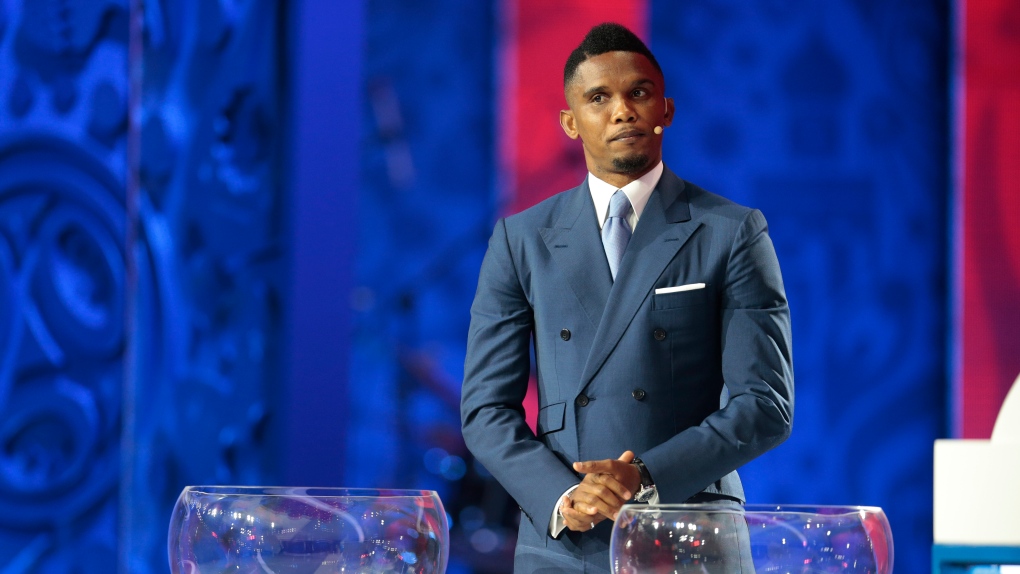 Samuel Eto'o stands behind the lots