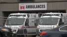 Ambulances are seen at a hospital in Moncton, N.B., on Dec. 7, 2022. (Alana Pickrell/CTV Atlantic)
