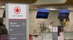 The Air Canada check-in point at the Saskatoon Airport.