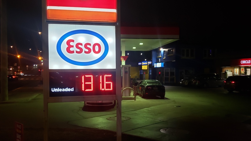 The price of gasoline at an Esso in Cambridge on Dec. 7, 2022. (Dan Caudle/CTV News Kitchener)