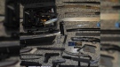 The cache of weapons seized by Waterloo regional police. (WRPS)