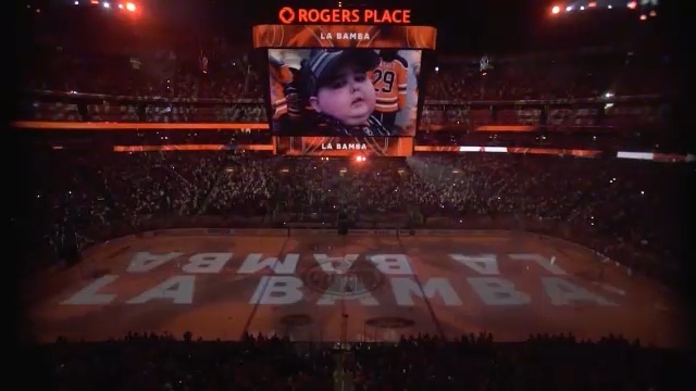 Ben Stelter honoured before an Oilers game (Supplied).