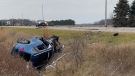 Aftermath of a crash on Mandaumin Road in Lambton County, Ont. on Friday, Dec. 9, 2022. (Source: OPP)
