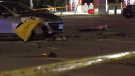 Police investigate after three pedestrians are struck at Bayview Drive and Mapleview Drive East in Barrie, Ont., on Thurs., Dec. 1, 2022. (Chris Garry/CTV News)