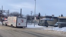 Saskatoon's HazMat team was called out to investigate a leaking package in the 100 block of Avenue H South on Friday. (Dan Shingoose/CTV News)