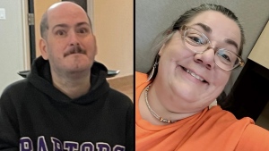 Jeff Janes (L) and Melanie Smith (R) are identified as two of the three people struck by an allegedly impaired driver in Barrie, Ont., on Dec. 1, 2022. 