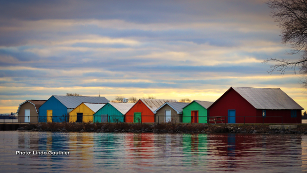 Colorful boat houses along the wharf in Lancaster. (Linda Gauthier/CTV Viewer)