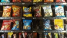Snacks are on display in this file photo of a vending machine.