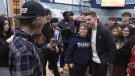 Joel Waterman greets students at Aldergrove Community Secondary, the school in B.C.'s Fraser Valley he attended before joining Major League Soccer.