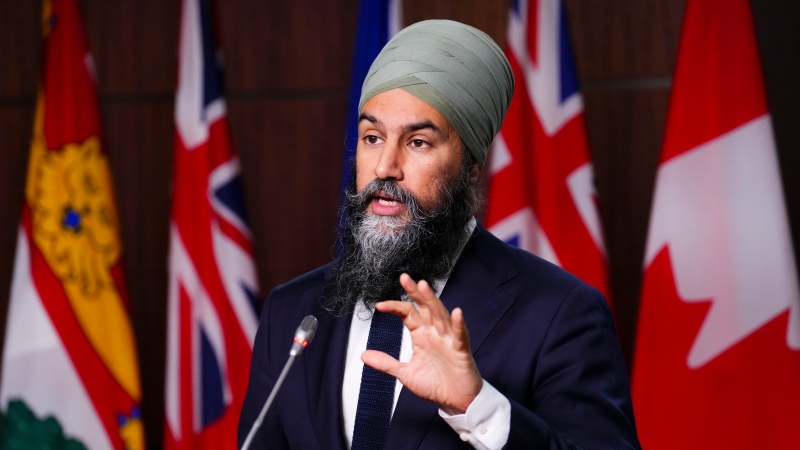 NDP leader Jagmeet Singh speaks to reporters on Parliament Hill in Ottawa on Wednesday, Dec. 7, 2022. THE CANADIAN PRESS/Sean Kilpatrick