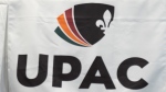 The logo for the Unité permanente anticorruption (UPAC) is seen during a press conference on Tuesday, November 9, 2021 in Quebec City. THE CANADIAN PRESS/Jacques Boissinot