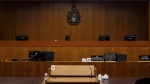 A courtroom at the Edmonton Law Courts building, in Edmonton on Friday, June 28, 2019. The Alberta government is hiking the amount of money it will pay for lawyers providing legal aid. (THE CANADIAN PRESS/Jason Franson)