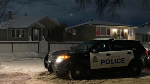 Police investigate a Central McDougall home after a sudden death on Sunday, Jan. 1, 2023 (CTV News Edmonton/Brandon Lynch).