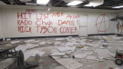 Vandalism at the Brookside Community Hall, Dec.31. (Brandon Lynch/CTV News Edmonton)